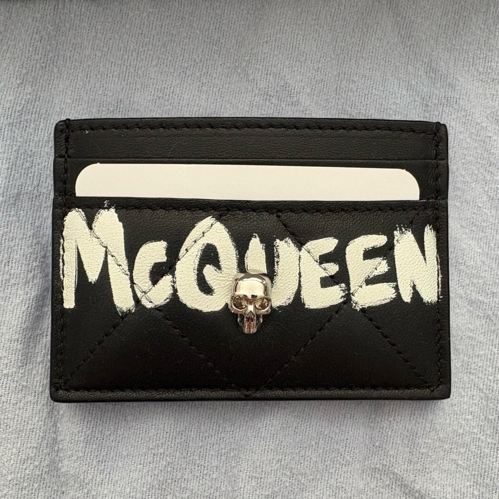 Brand new! NWT Alexander McQueen Graffiti Black and White Card Case